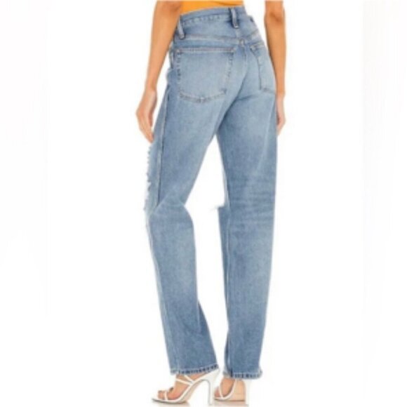 RE/DONE 90s Distressed High Rise Loose in Destroyed Medium Blue Size 24 - Picture 2 of 16